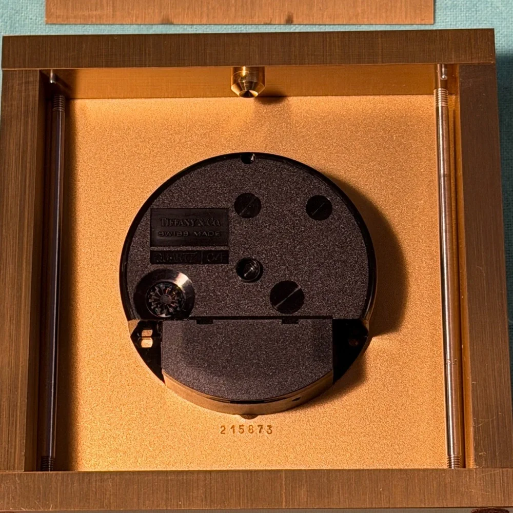 Tiffany & Co. Brushed brass Square table clock